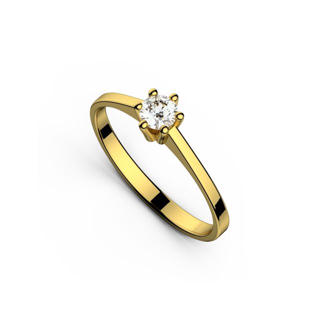 Inel de logodnă DR121 din aur galben de 18K cu diamant (0,140 ct)