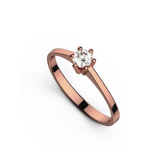Inel de logodnă DR121 din aur roz de 18K cu diamant (0,175 ct)