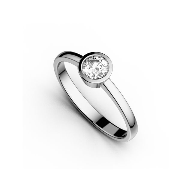 Inel de logodnă DR157 din aur alb de 18K cu diamant (0,210 ct)