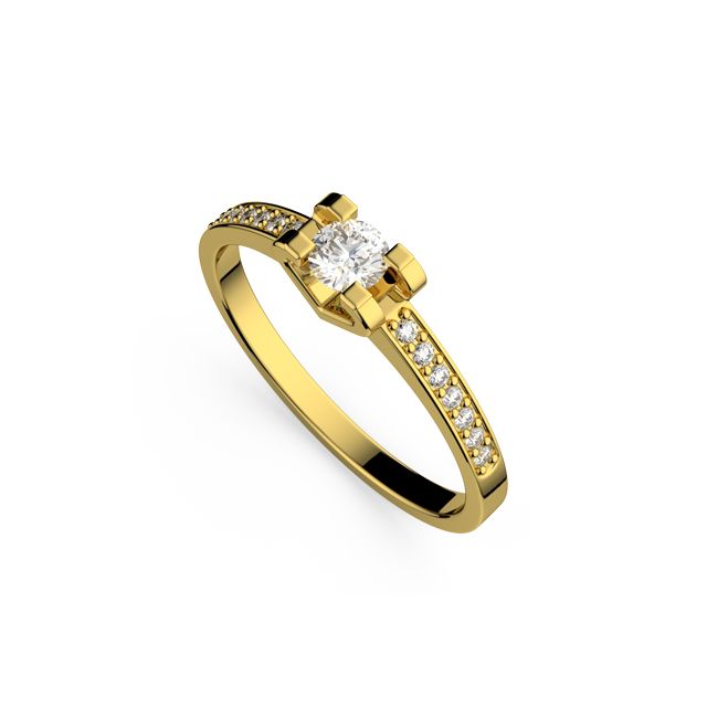 Inel de logodnă DR307 din aur galben de 18K cu diamante (0,334 ct, Certificat HRD)