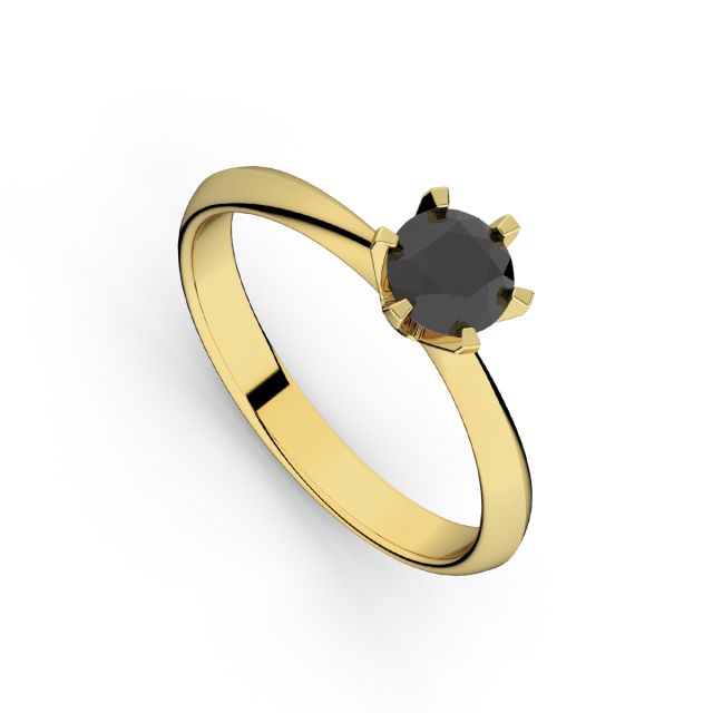 Inel de logodnă DR321 din aur alb de 18K cu diamant negru (0,160 ct)