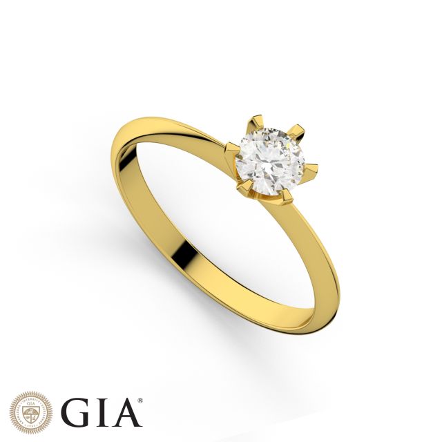 Inel de logodnă DR321 din aur galben de 18K cu diamant (0,710 ct, Certificat GIA)