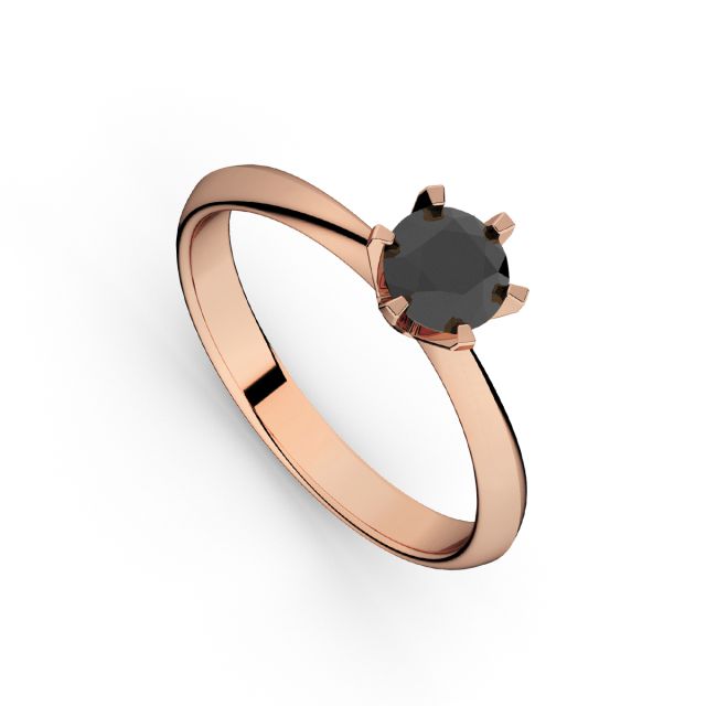Inel de logodnă DR321 din aur roz de 18K cu diamant negru (0,160 ct)