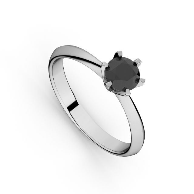 Inel de logodnă DR321 din aur alb de 18K cu diamant negru (1,020 ct)
