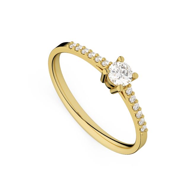 Inel de logodnă DR330 din aur galben de 18K cu diamante (0,222 ct)