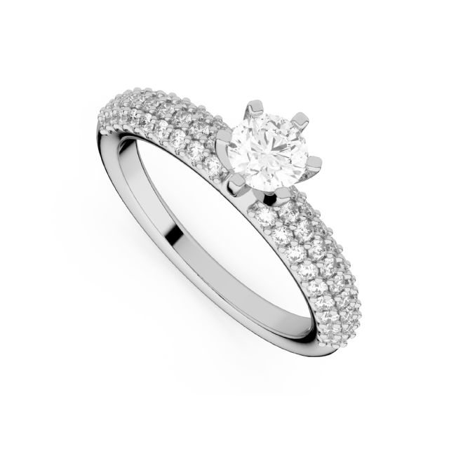 Inel de logodnă DR790 din aur alb de 18K cu diamante (0,910 ct, Certificat GIA)
