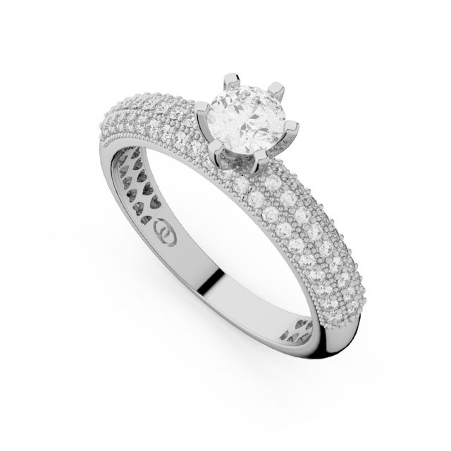 Inel de logodnă DR791 din aur alb de 18K cu diamante (0,710 ct, Certificat GIA)