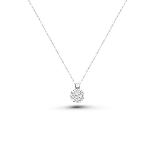 Lanț cu pandantiv din aur alb de 18K cu diamante (0,24 ct)