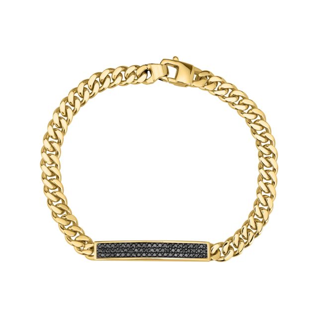 Brățară cubaneză din aur de 14K cu diamante negre (0,72 ct)