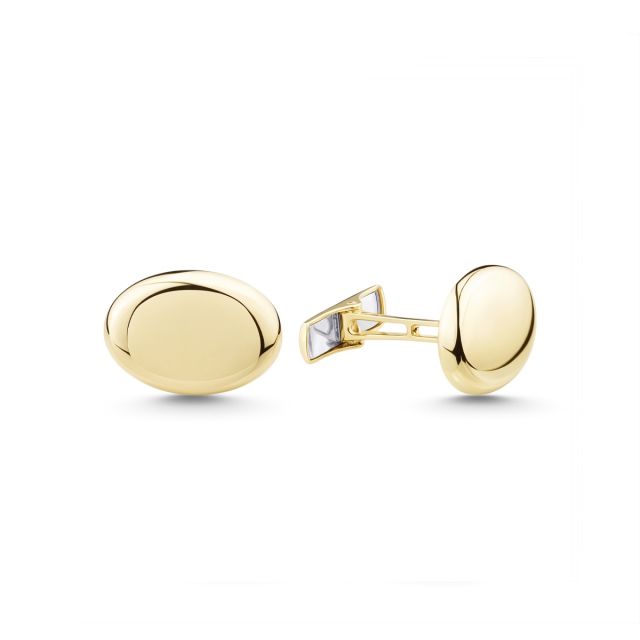 Butoni ovali din aur galben de 14K