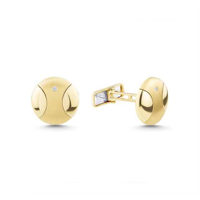 Butoni rotunzi din aur galben de 14K cu diamante (0,010 ct)