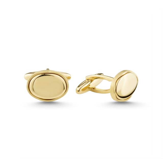 Butoni ovali din aur galben de 14K