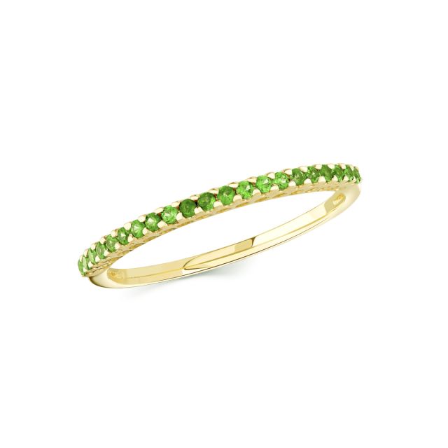Inel semi-eternity din aur de 14K cu tsavorite