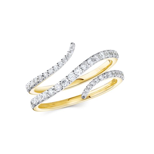 Inel spiralat din aur de 14K cu diamante (0,531 ct)