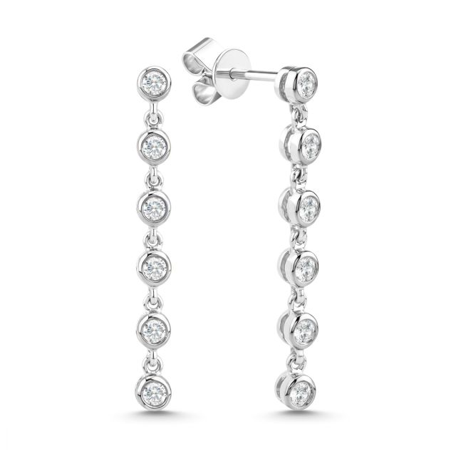 Cercei lungi din aur de 14K cu diamante (0,271 ct)