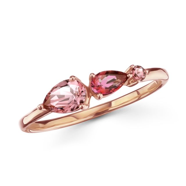 Inel din aur roz de 18K cu topaze roz lacrimă