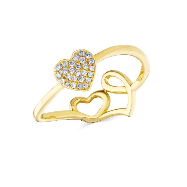 Inel în formă de inimă din aur de 18K cu diamante (0,10 ct)