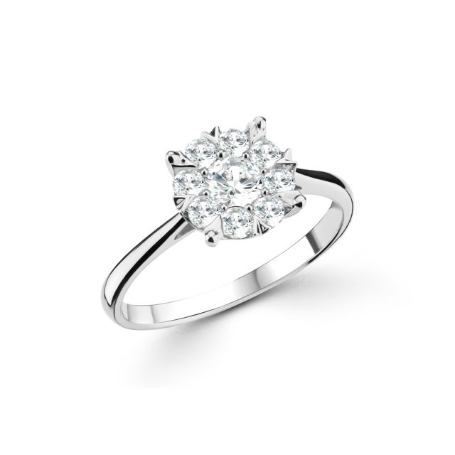 Inel Rosetta din aur galben de 14K cu diamante (0,405 ct)
