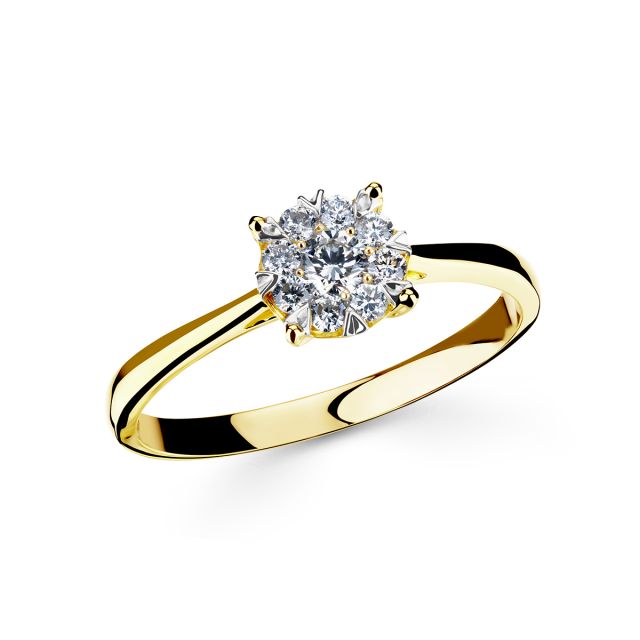 Inel Rosetta din aur de 14K cu diamante (0,257 ct)