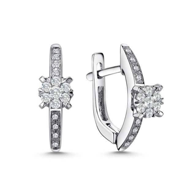 Cercei Rosetta din aur alb de 14K cu diamante (0,260 ct)