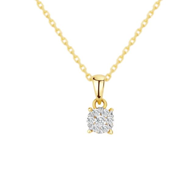 Pandantiv Rosetta din aur de 14K cu diamante (0,093 ct)