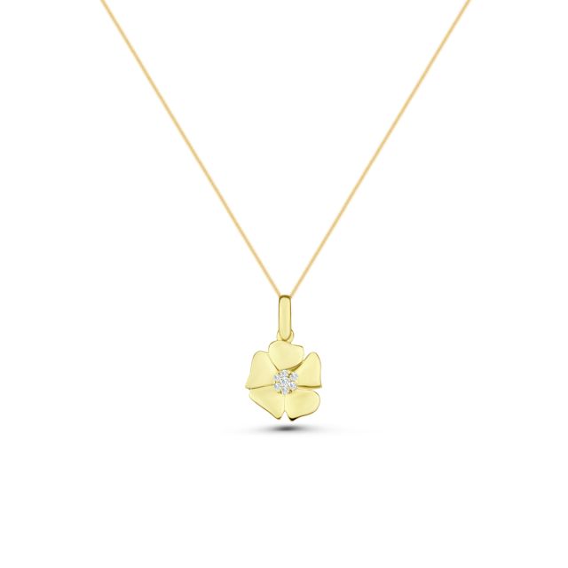 Pandantiv floare din aur de 14K cu diamante (0,026 ct)
