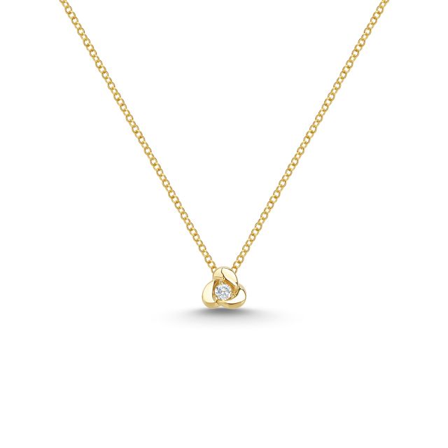 Lanț cu pandantiv floare din aur de 14K cu diamant (0,039 ct)