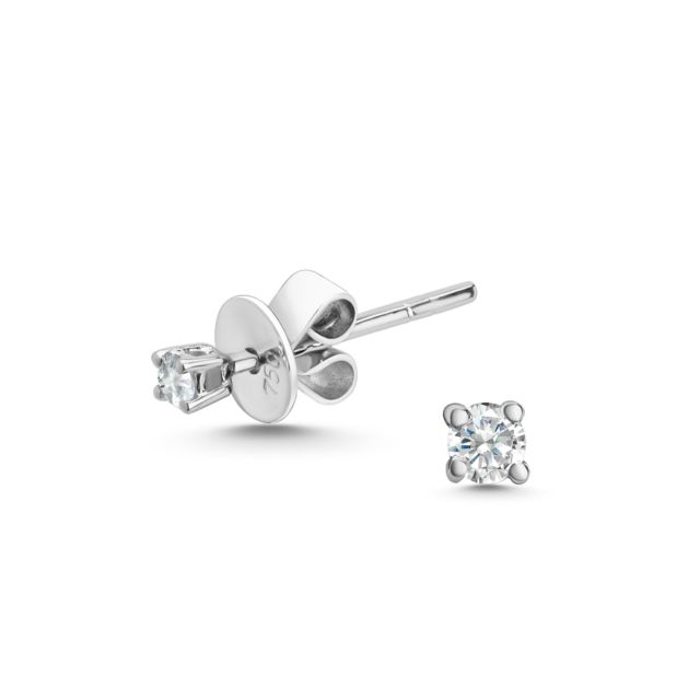 Cercei Eden din aur alb de 18K cu diamante rotunde (0,08 ct)