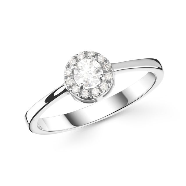 Inel din aur alb de 14K cu diamante (0,27 ct)