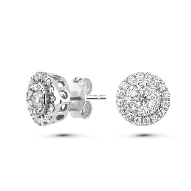 Cercei din aur alb de 14K cu diamante (0,39 ct)