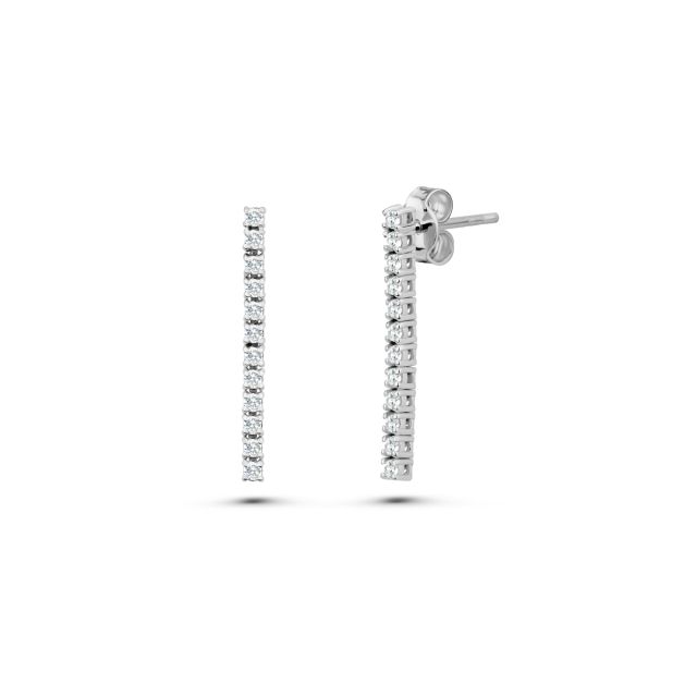 Cercei tennis din aur alb de 14K cu diamante (0,48 ct)