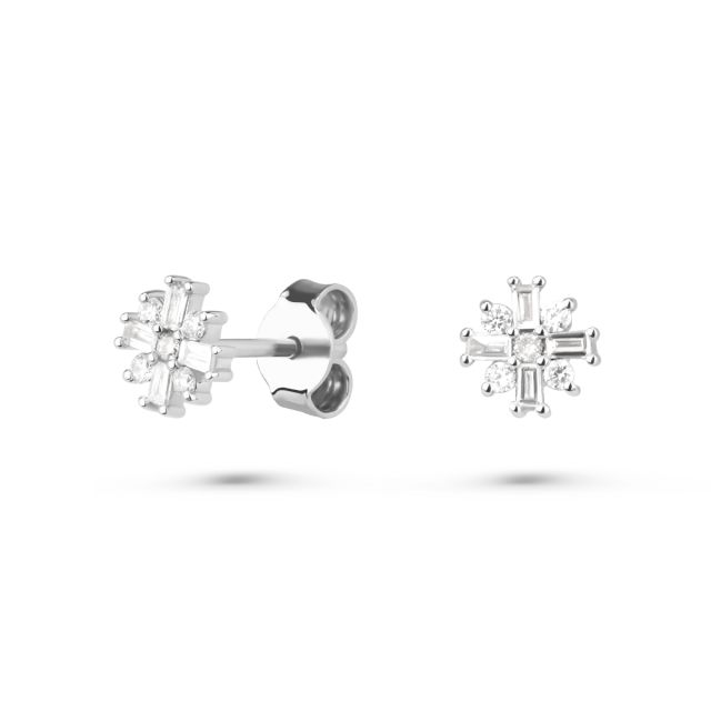 Cercei din aur alb de 14K cu diamante (0,16 ct)