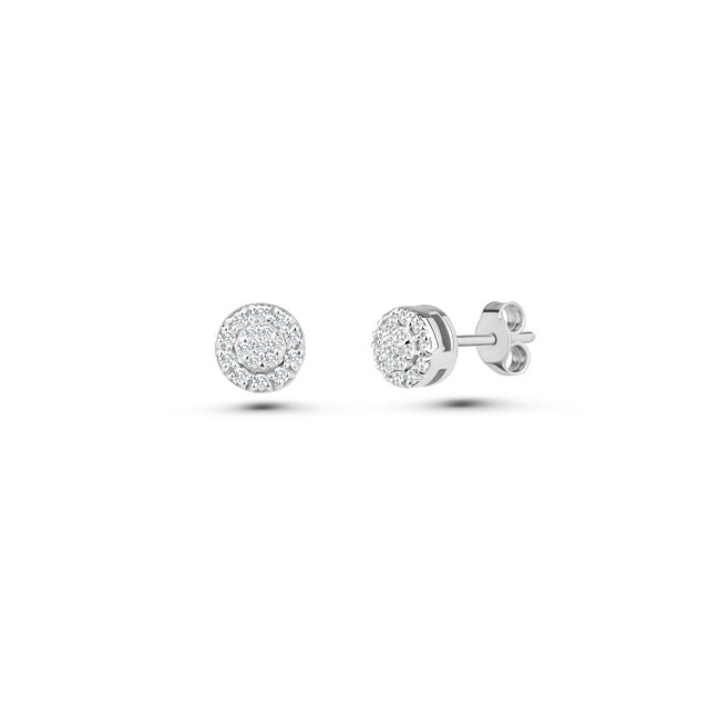 Cercei din aur alb de 14K cu diamante (0,13 ct)