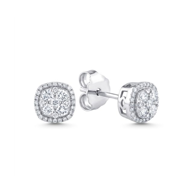 Cercei din aur alb de 14K cu diamante (0,410 ct)