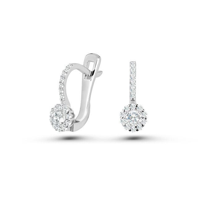 Cercei din aur alb de 14K cu diamante (0,46 ct)