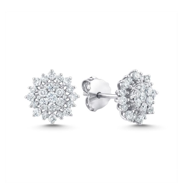 Cercei din aur alb de 14K cu diamante (0,804 ct)