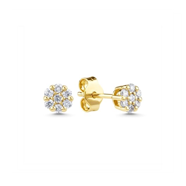 Cercei din aur galben de 14K cu diamante (0,220 ct)