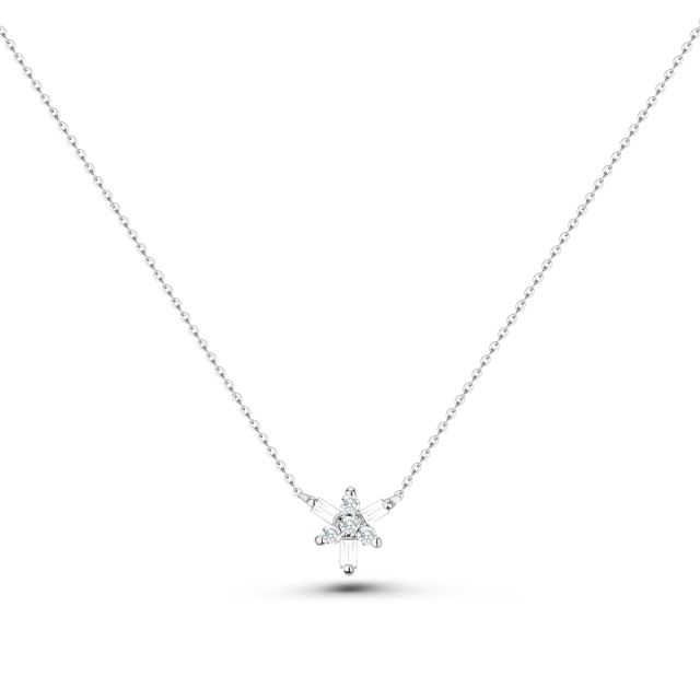 Lanț cu pandantiv din aur alb de 14K cu diamante (0,06 ct)