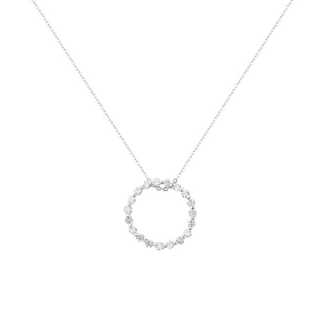 Lanț cu pandantiv cerc din aur de 14K cu diamante (0,24 ct)