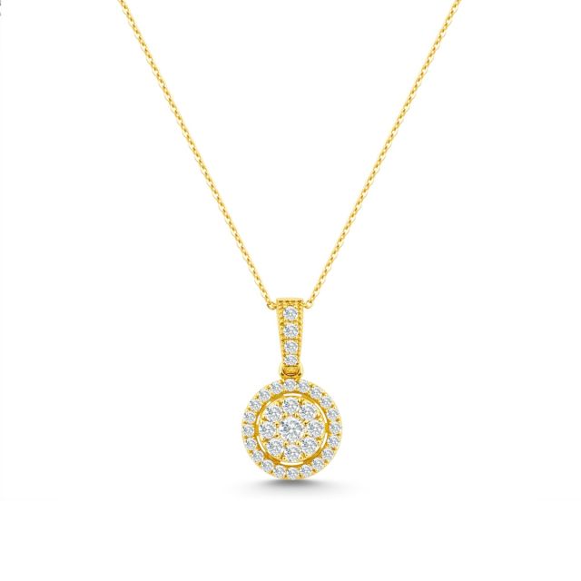Lanț cu pandantiv din aur galben de 14K cu diamante (0,340 ct)