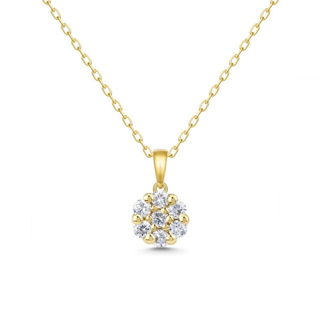 Lanț cu pandantiv din aur galben de 14K cu diamante (0,250 ct)