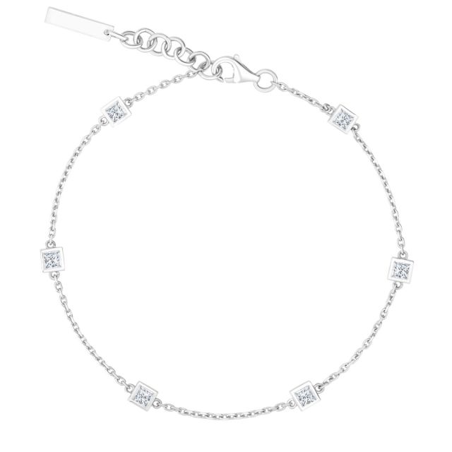 Brățară din aur de 14K cu diamante cu tăietură princess (0,66 ct)