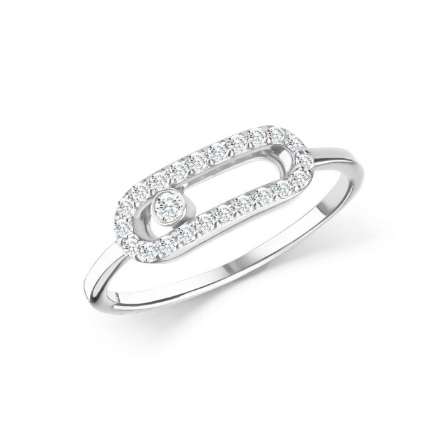 Inel din aur de 14K cu diamante pavé și diamant care glisează (0,21 ct)