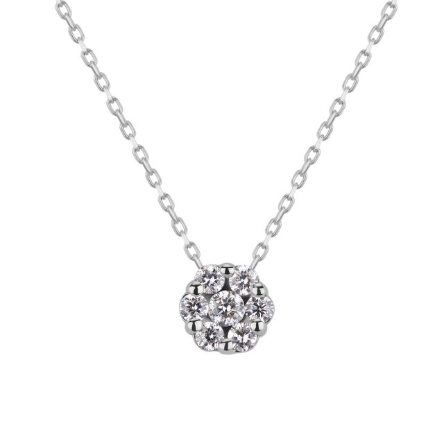 Lanț cu pandantiv din aur alb de 14K cu diamante (0,20 ct)
