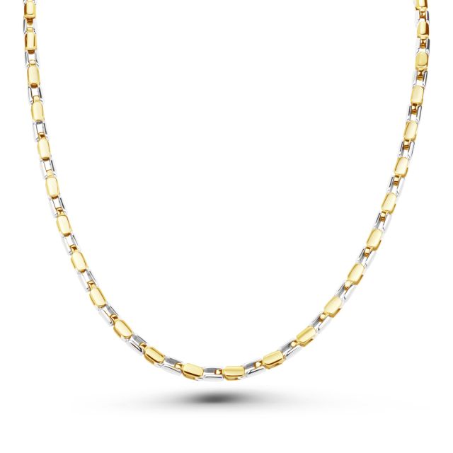Lanț venețian din aur galben și alb de 14K