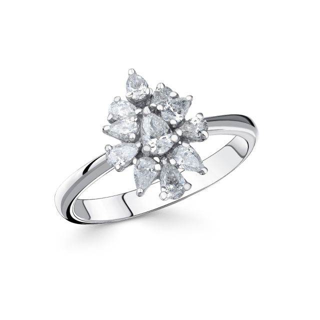 Inel din aur alb de 18K cu diamante lacrimă (0,630 ct)