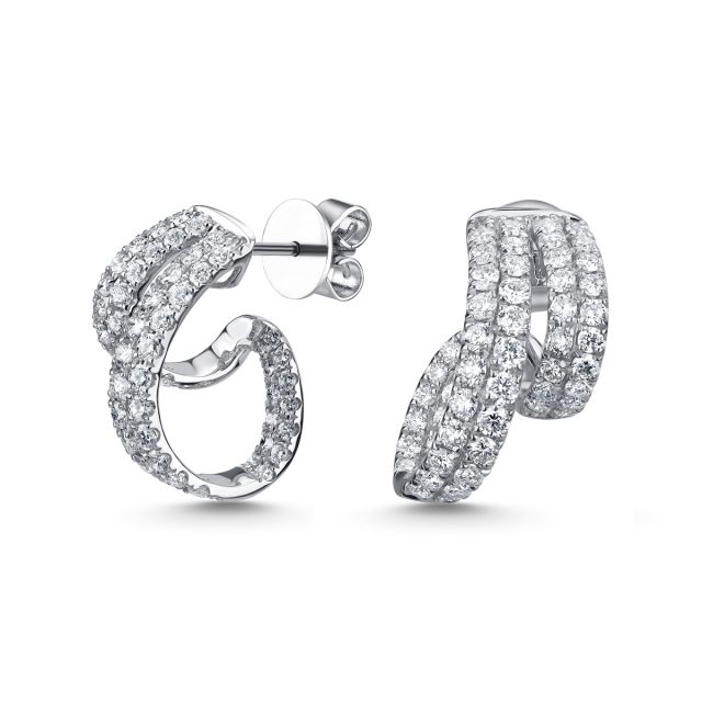 Cercei din aur alb de 18K cu diamante (1,680 ct)