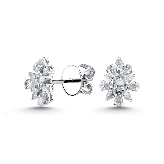 Cercei din aur alb de 18K cu diamante lacrimă (0,700 ct)