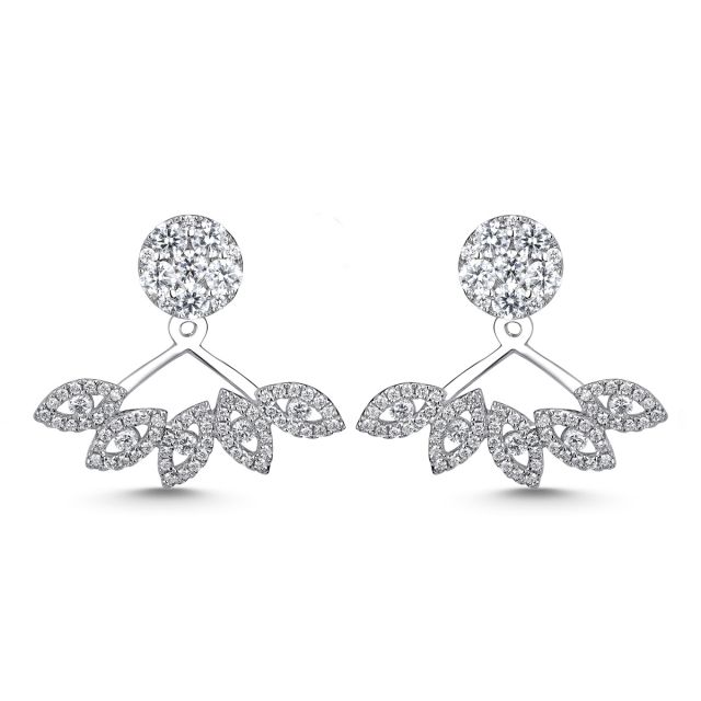 Cercei din aur alb de 18K cu diamante (1,120 ct)