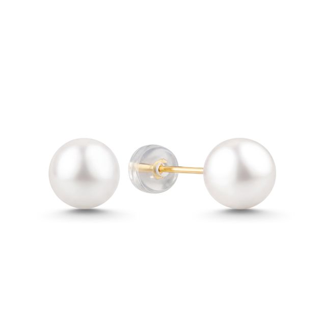 Cercei din aur galben de 18K cu perle